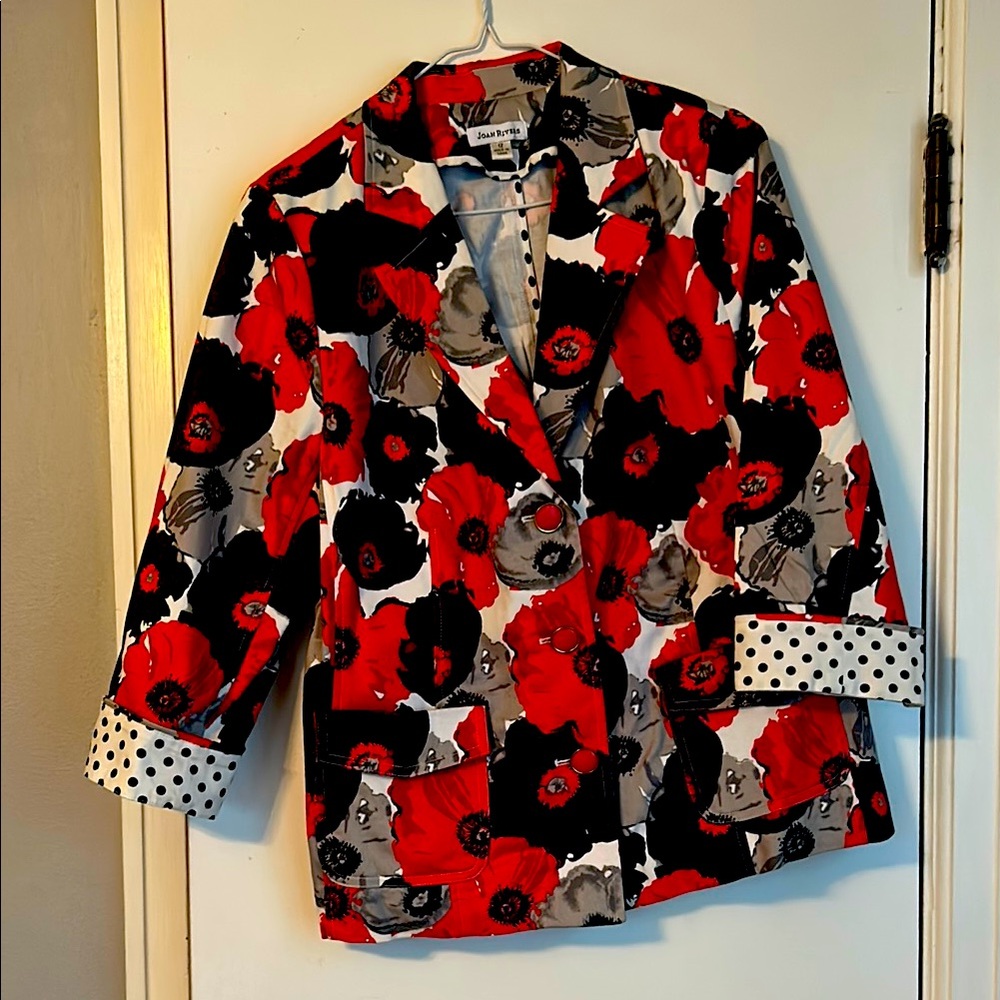 Susan Graver Red Floral Blazer Jacket
